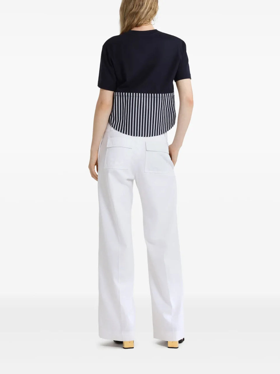 wide-waistband gabardine trousers