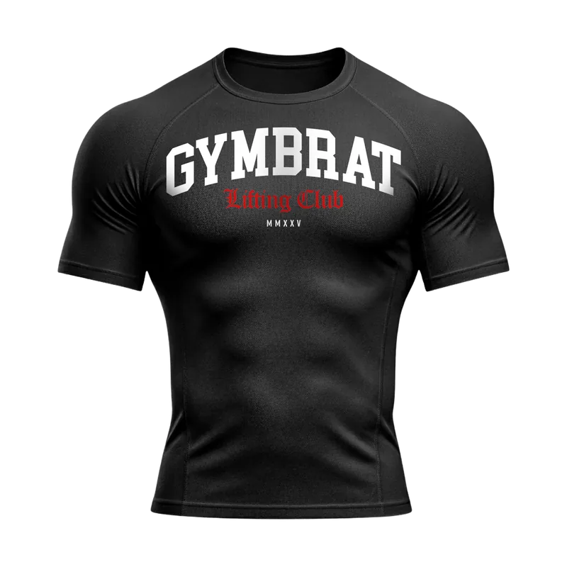 Gymbrat Athleisure Lifting Club Black Compression T-Shirt