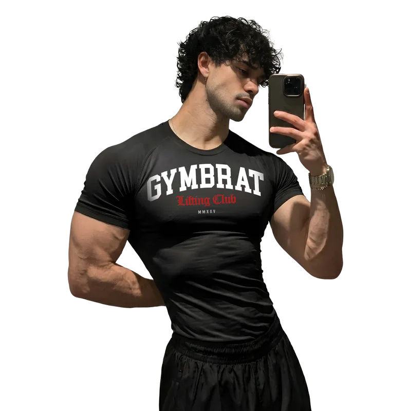 Gymbrat Athleisure Lifting Club Black Compression T-Shirt