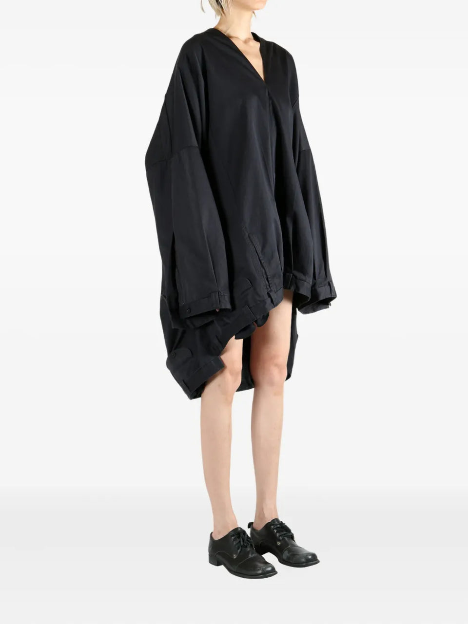 v-neck gathered mini dress