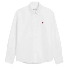AMI Paris White Cotton Button-Down Ami de Coeur Shirt NATURAL WHITE