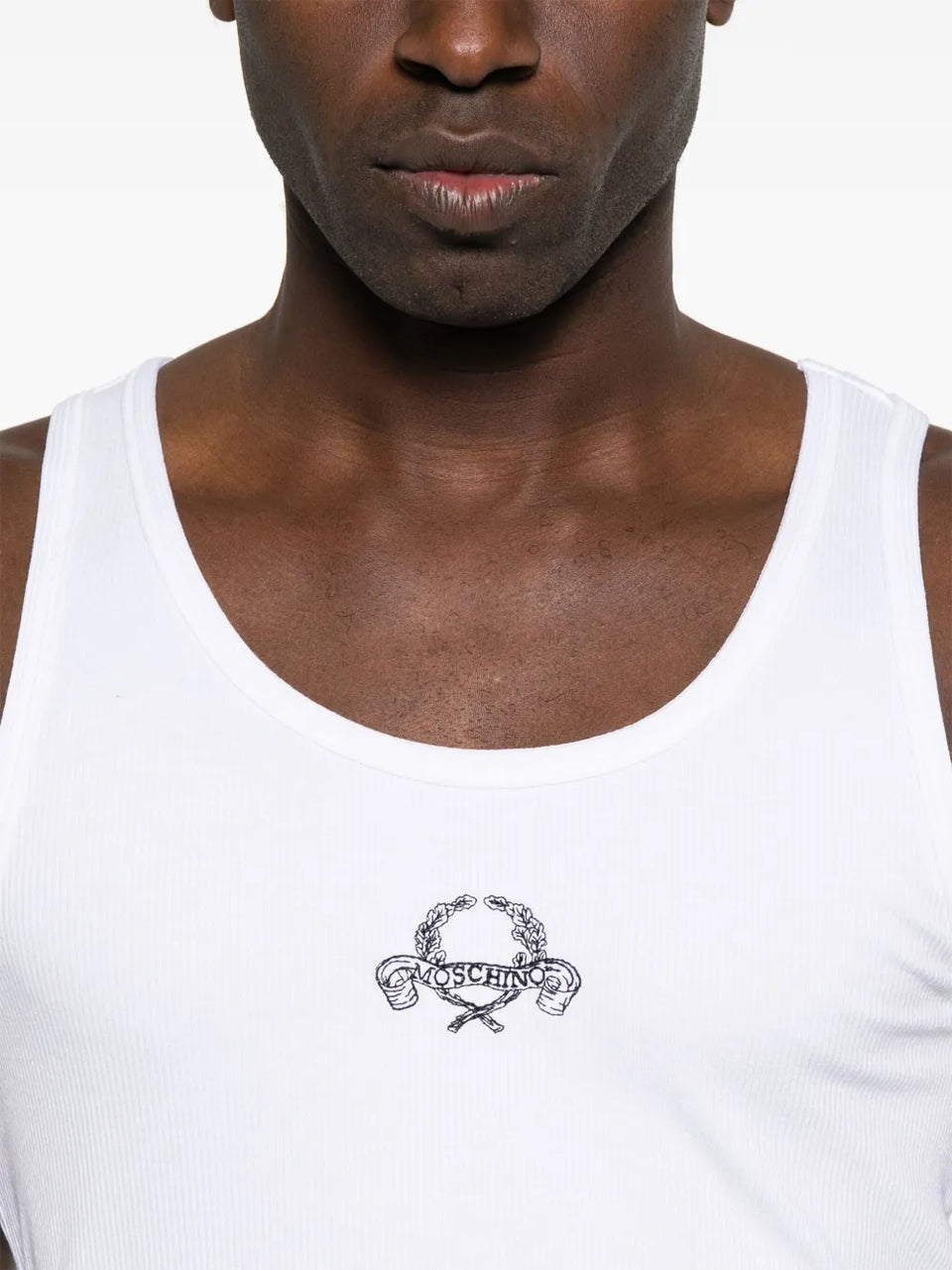 logo-embroidered tank top