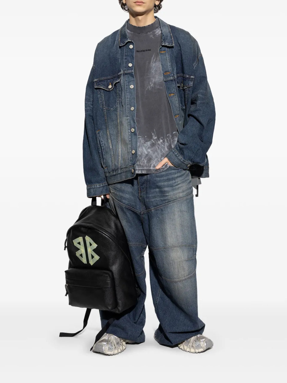 Tape Type-print denim jacket