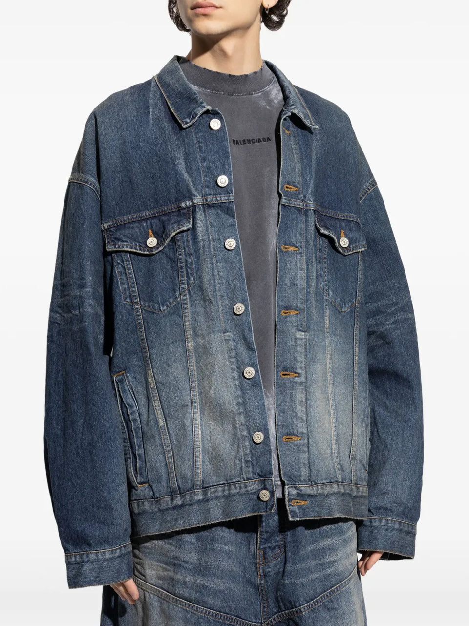 Tape Type-print denim jacket