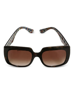 print-pattern square-frame sunglasses
