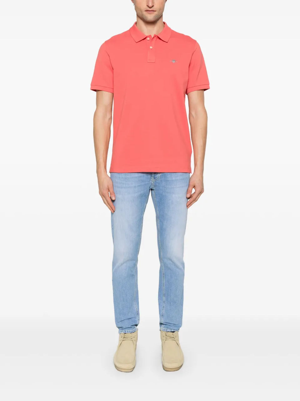 shield-motif short-sleeve polo shirt