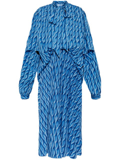 cable-knit-print midi dress
