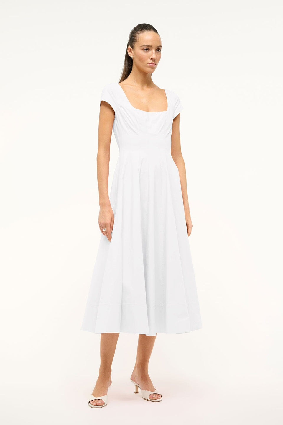 SHORT SLEEVE WELLS DRESS WHITE