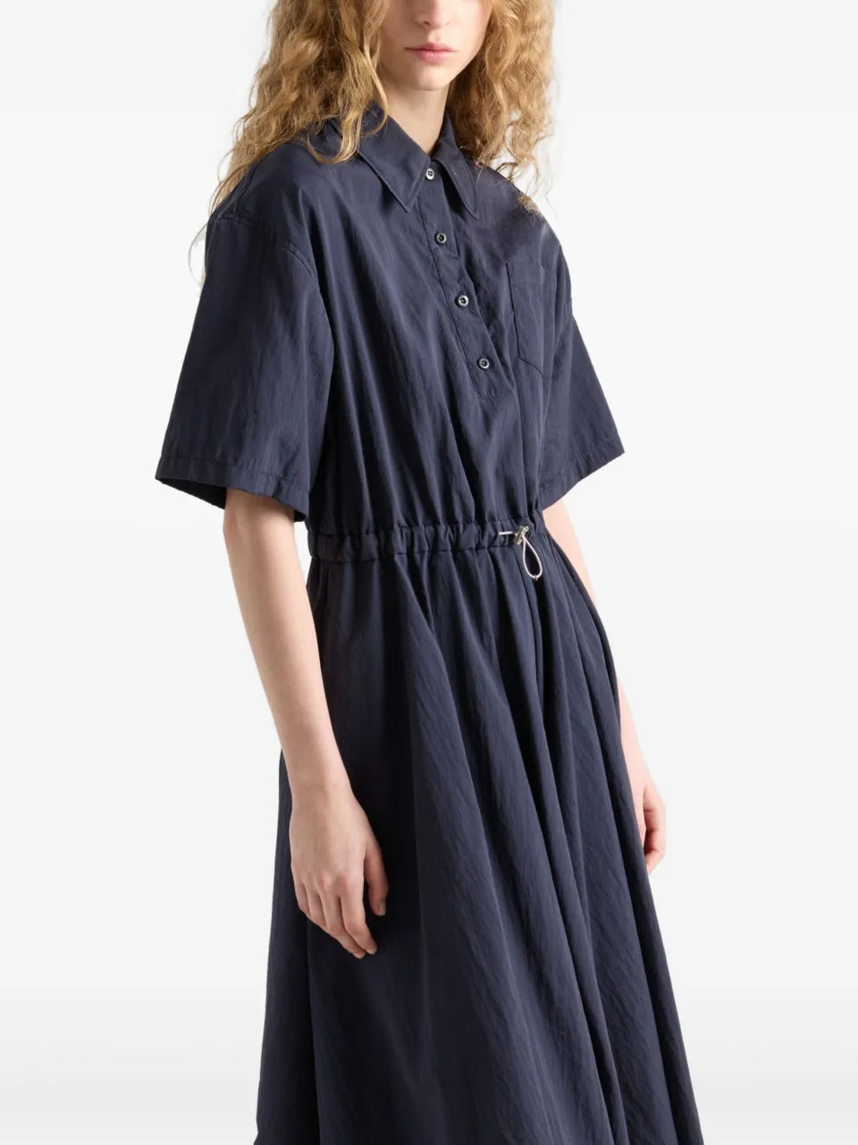 pongé short-sleeve midi dress