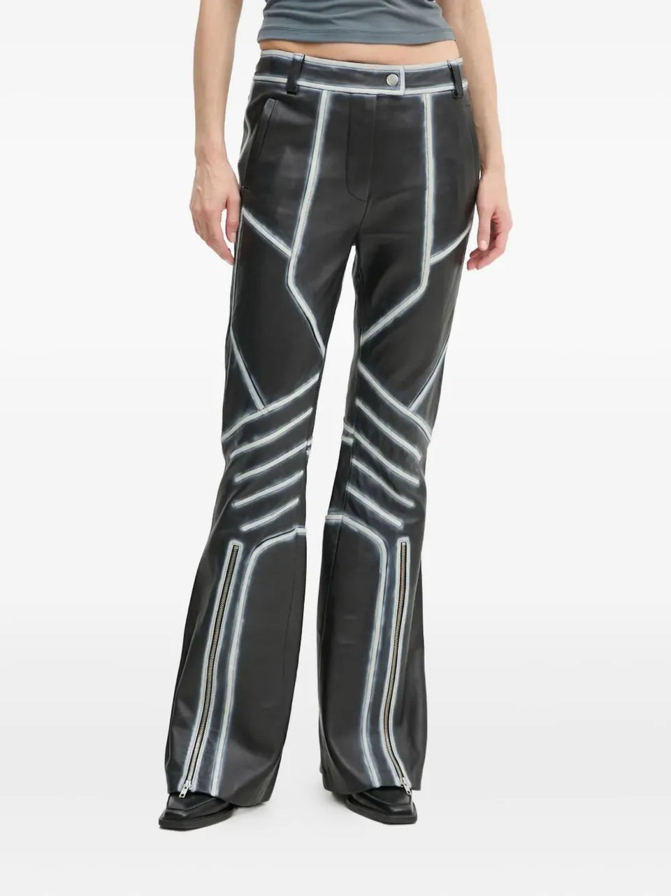 zip-detail trousers