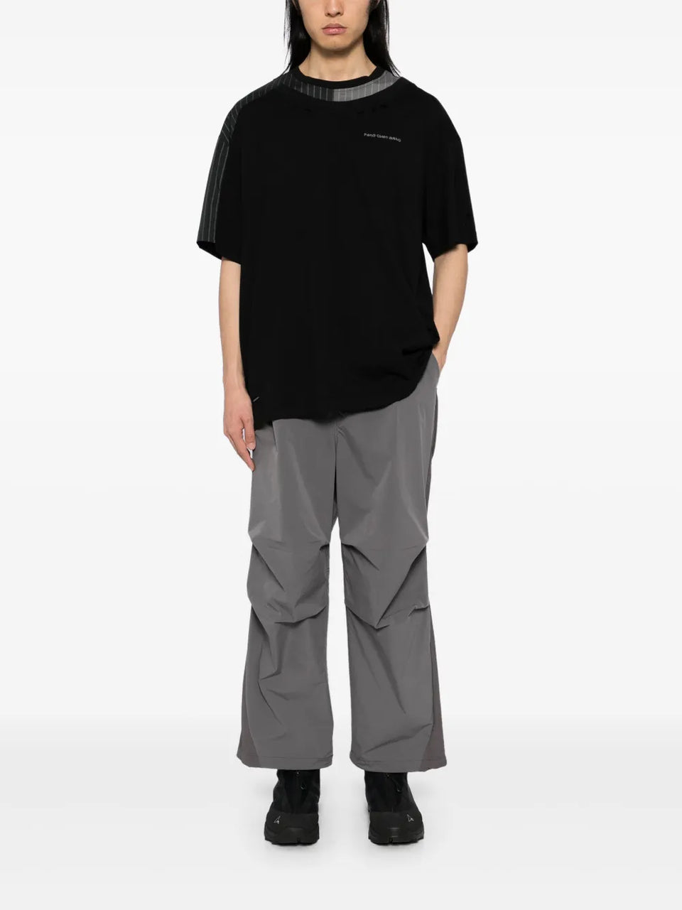 panelled wide-leg trousers