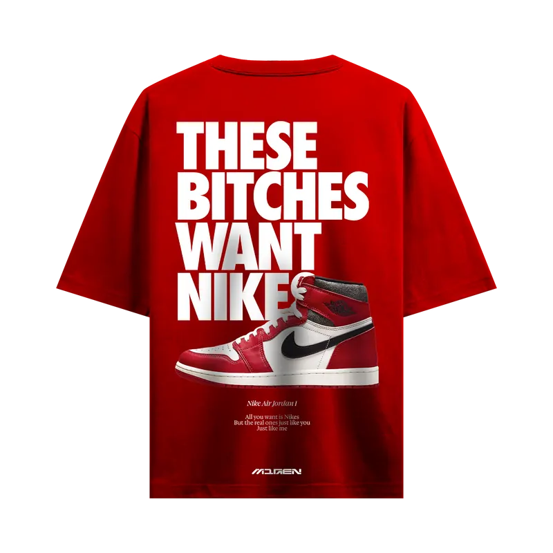 Myugen Nike Bitches Oversized T-Shirt Red