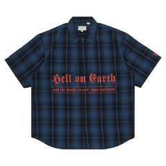 Supreme x Bernadette Corporation Shorts-Sleeve Work Shirt Navy Plaid