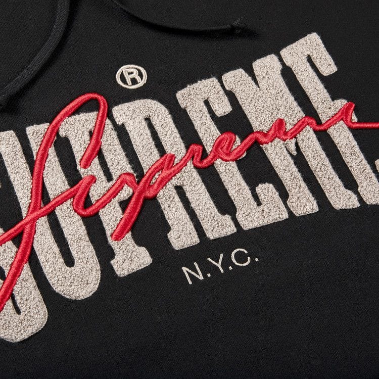Supreme Embroidered Chenille Hoodie Black