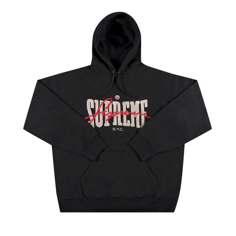 Supreme Embroidered Chenille Hoodie Black