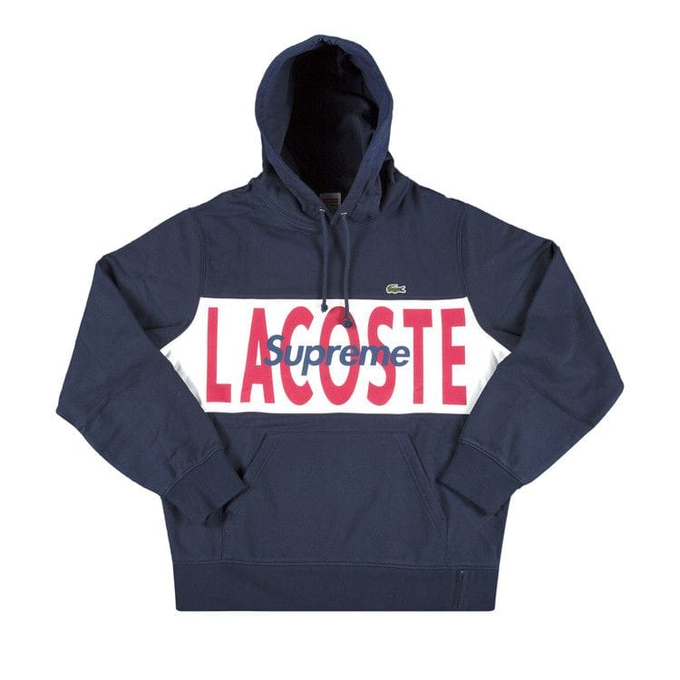 Supreme x Lacoste Logo Panel Hoodie Navy