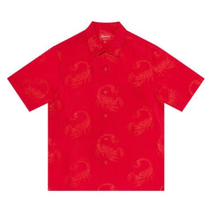 Supreme Scorpion Jaquard Shorts-Sleeve Shirt Red