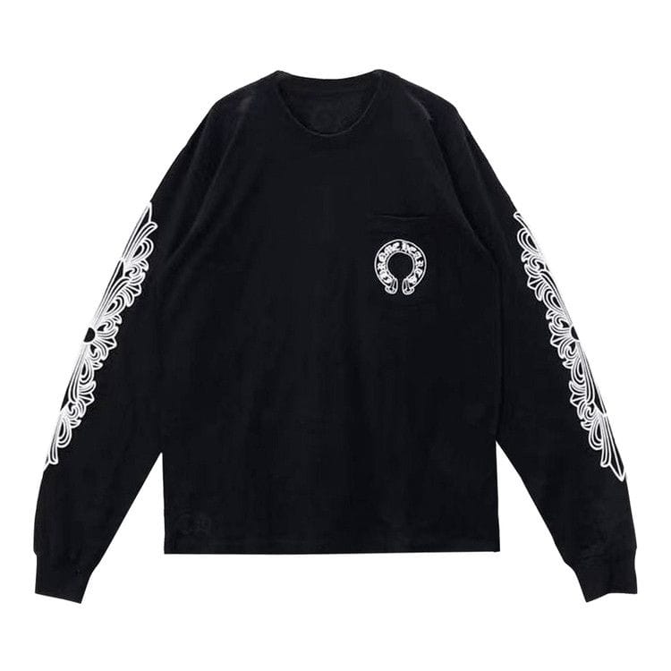 Chrome Hearts Horseshoe Long-Sleeve T-Shirt Black/White