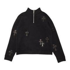 Chrome Hearts Ponyhair Cross Quarter Zip Black