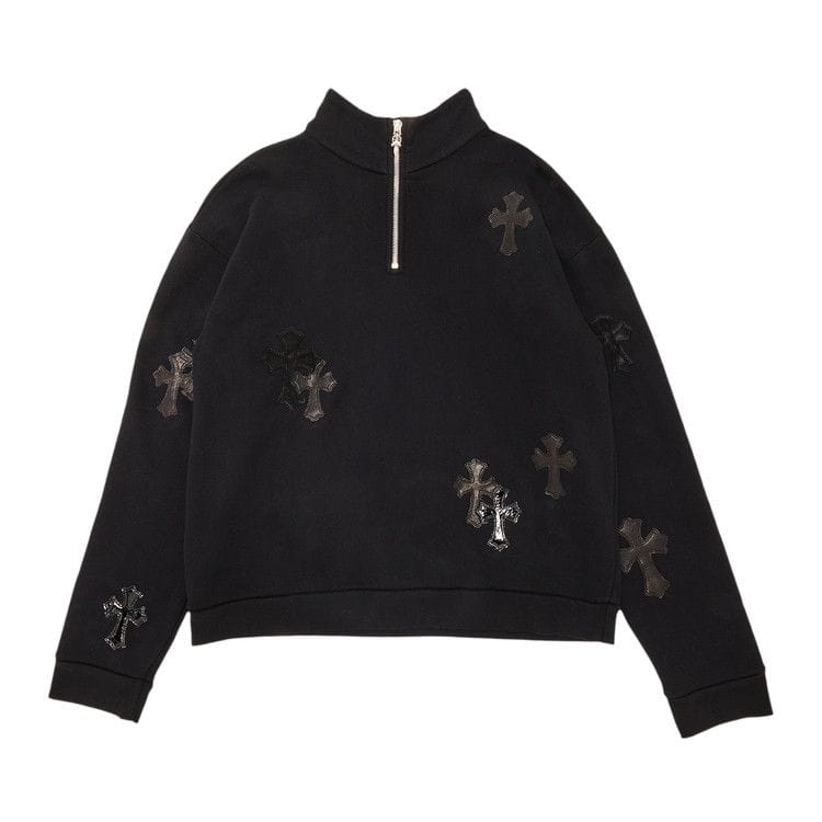 Chrome Hearts Ponyhair Cross Quarter Zip Black
