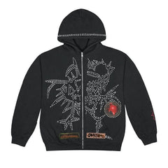 Cactus Jack by Travis Scott Blackout Zip Up Hoodie Black