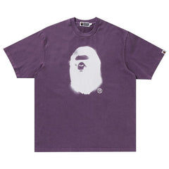 BAPE Spray Ape Head Garment Dyed Relaxed Fit T-Shirt Purple