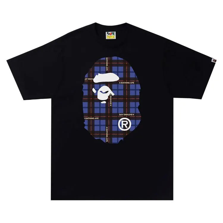 BAPE Logo Check Big Ape Head T-Shirt - Black