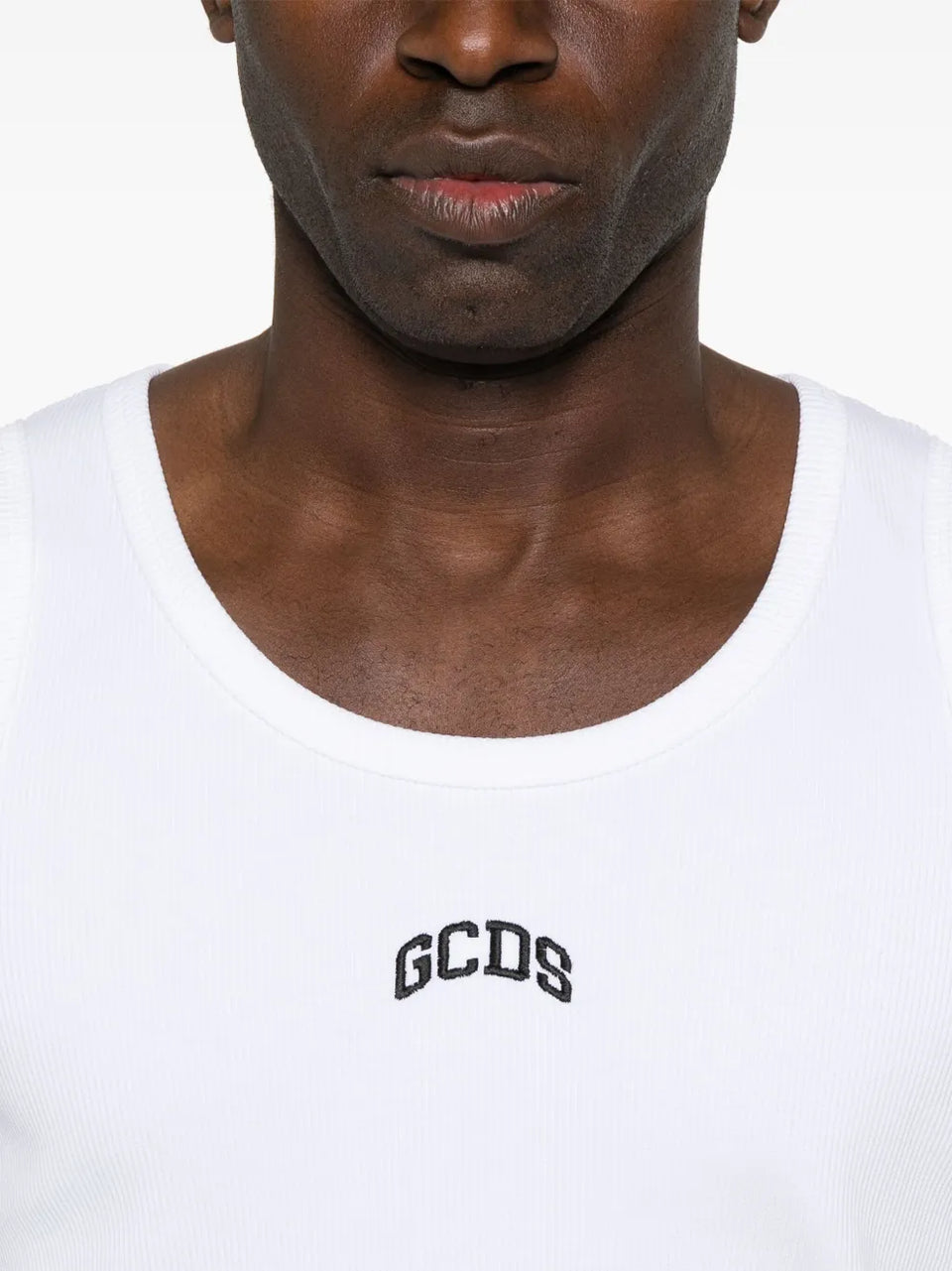 logo-embroidered tank top