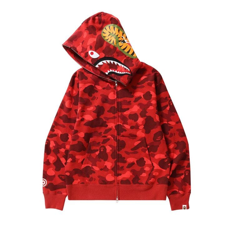 BAPE Color Camo Shark Full Zip Hoodie Red