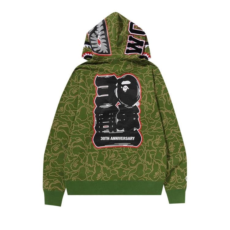 BAPE 30th Anniversary Line Camo Shark Full Zip Hoodie Green