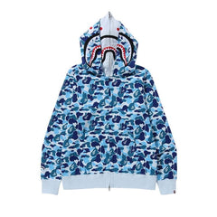 BAPE ABC Camo Double Shark Full Zip Hoodie Blue