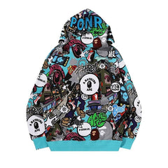 BAPE Comic Art Shark Zip Hoodie Multicolor