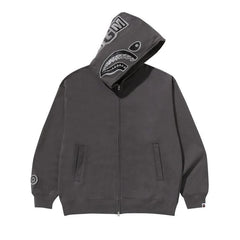BAPE Hand Drawn Face Relaxed Fit Shark Full Zip Hoodie Grey