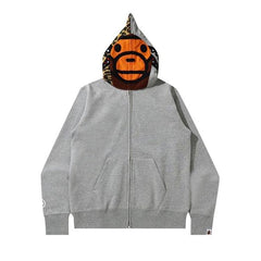 BAPE Milo Shark Full Zip Hoodie Grey