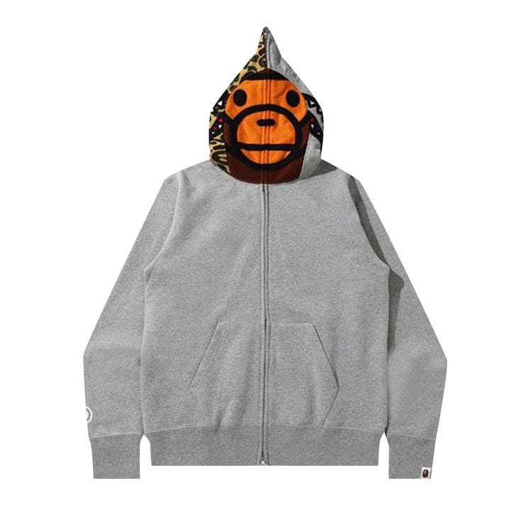 BAPE Milo Shark Full Zip Hoodie Grey