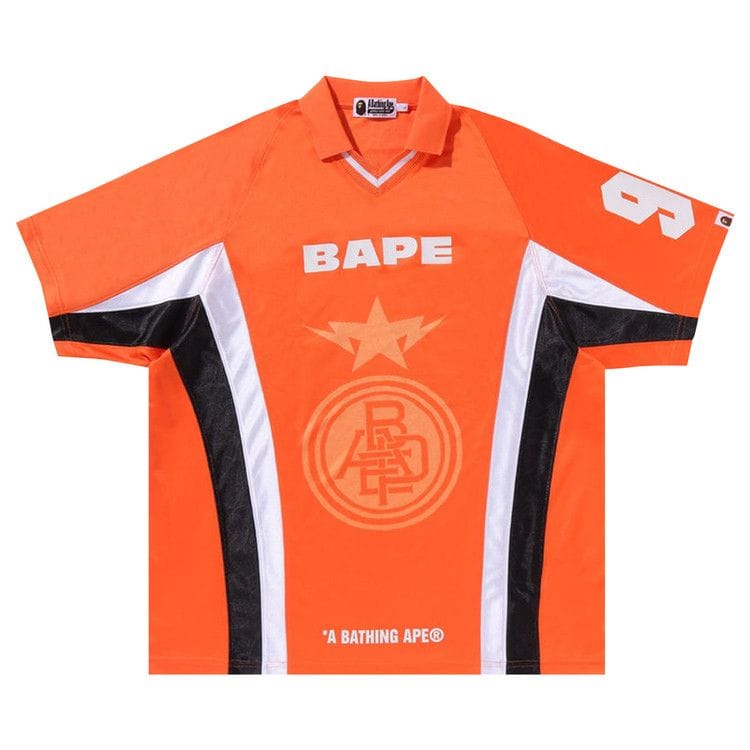 BAPE Multi Logo Relaxed Fit Soccer Jersey Orange