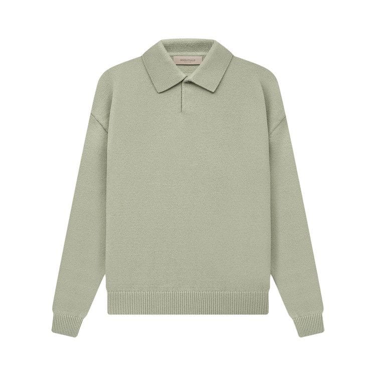 Fear of God Essentials Knit Long-Sleeve Polo Sea Foam