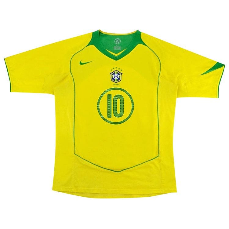 Nike Brazil 2004 T90 Reissue Jersey Ronaldinho 10 Opti Yellow/Apple Green