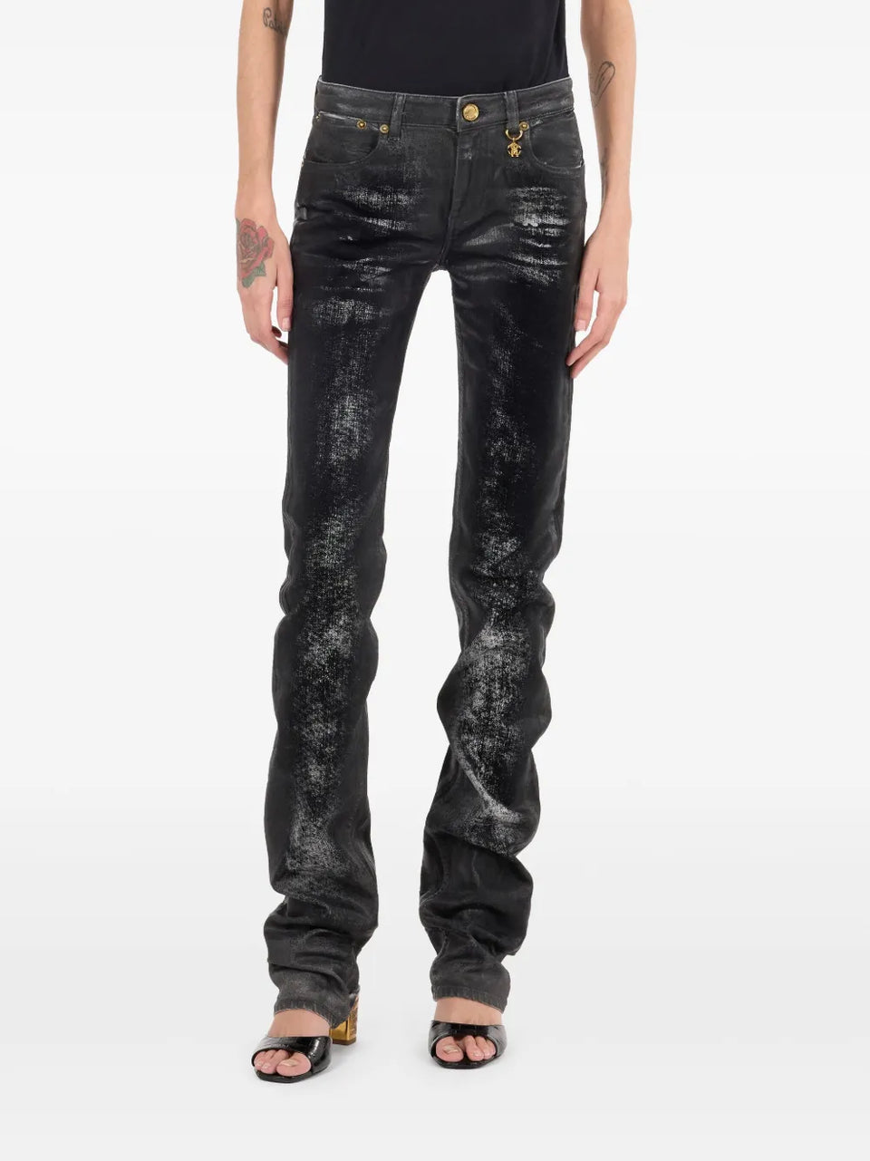 distressed flared jeans