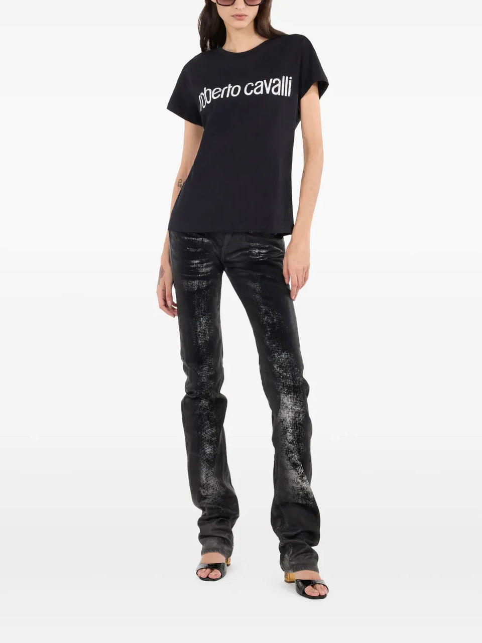 distressed flared jeans