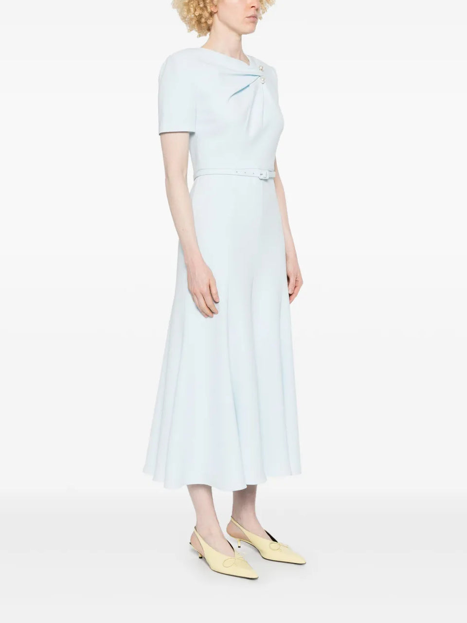 belted cady midi dress
