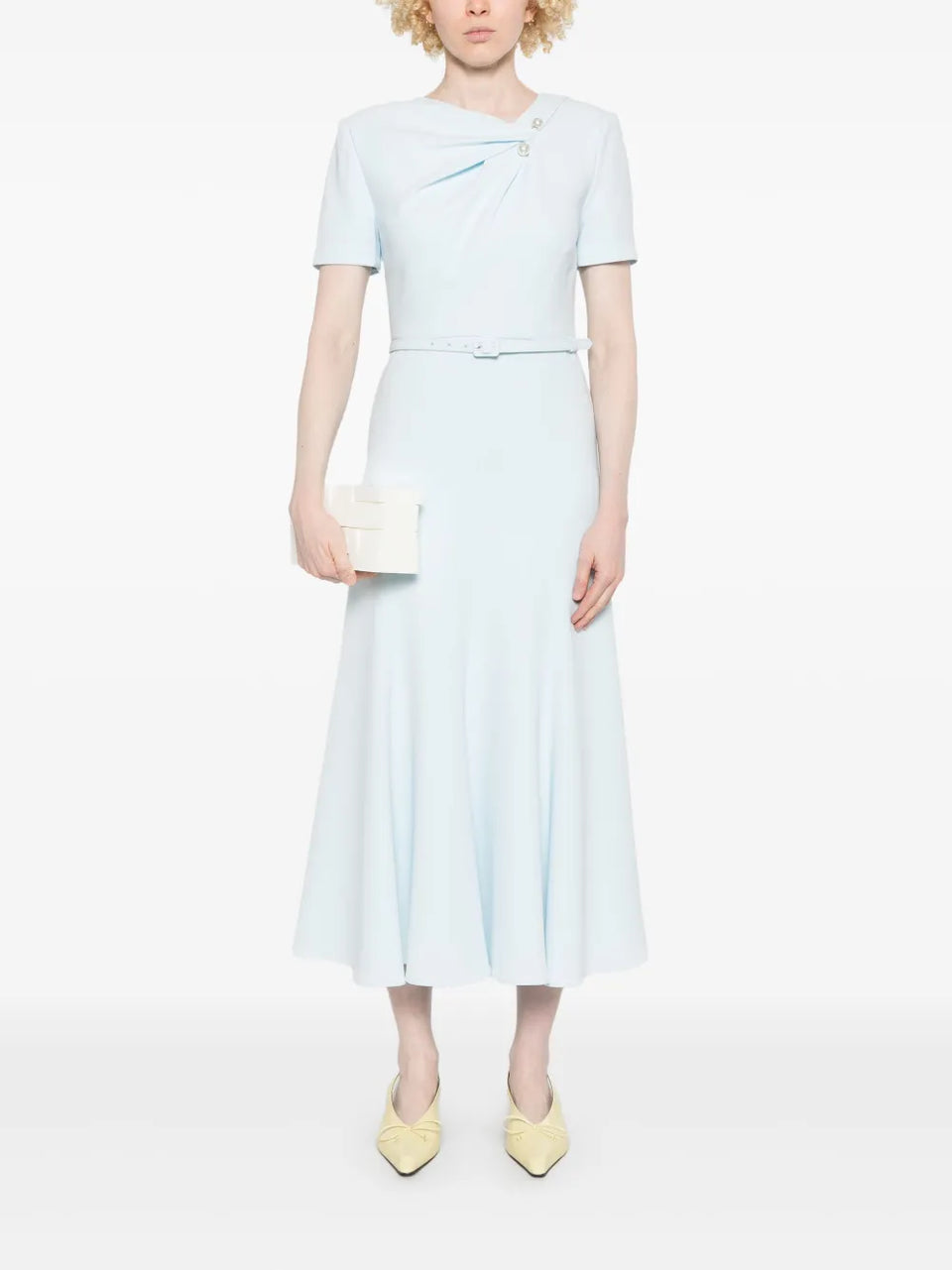 belted cady midi dress
