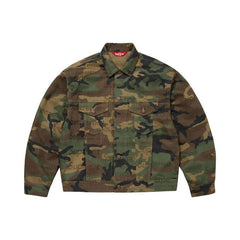Supreme Jacquard Logos Denim Trucker Jacket Woodland Camo