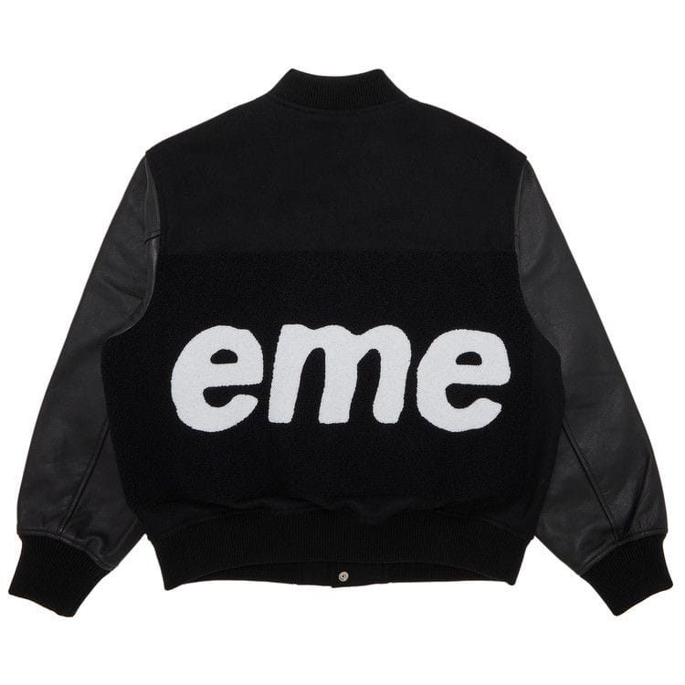 Supreme Big Logo Chenille Varsity Jacket Black