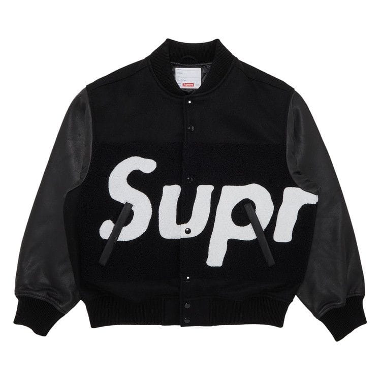 Supreme Big Logo Chenille Varsity Jacket Black