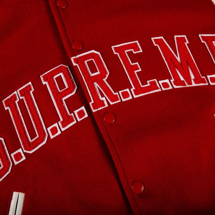 Supreme King Hooded Varsity Jacket Red