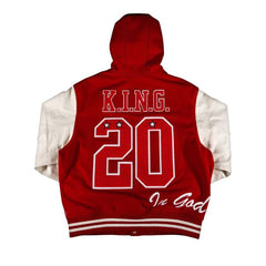 Supreme King Hooded Varsity Jacket Red