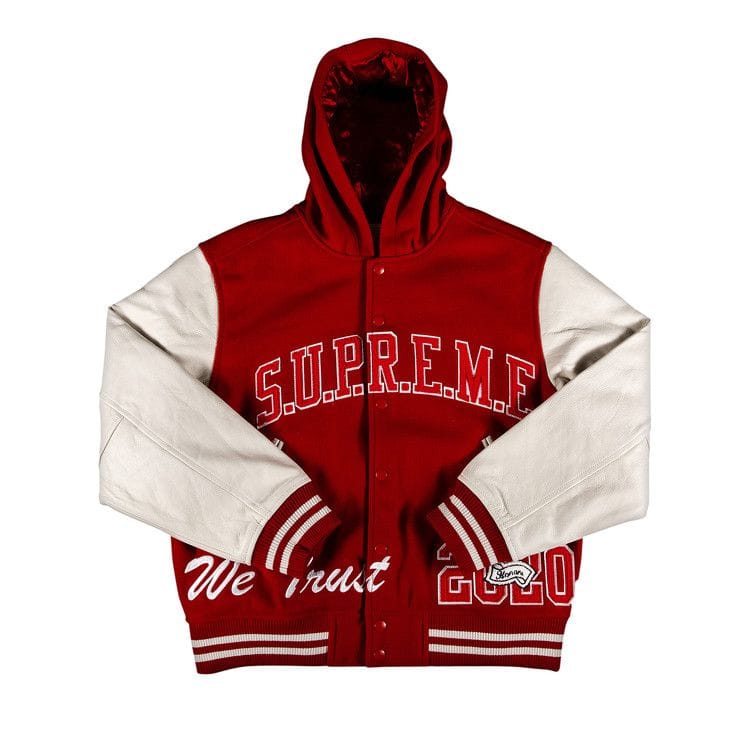 Supreme King Hooded Varsity Jacket Red