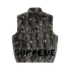 Supreme Faux Fur Hooded Vest Black