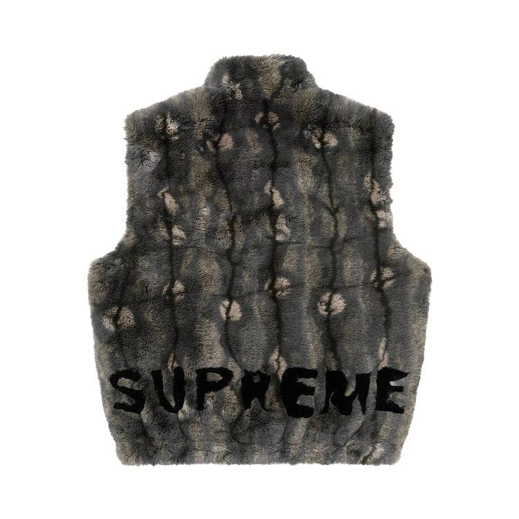 Supreme Faux Fur Hooded Vest Black